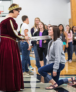 Dr. Cook at Knighting ceremony Warner Pacific welcome weekend 2015 knighting of new students