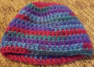 Crocheted baby hat; WPC Student Crocheted hats for charity 2016 (K Hilman)